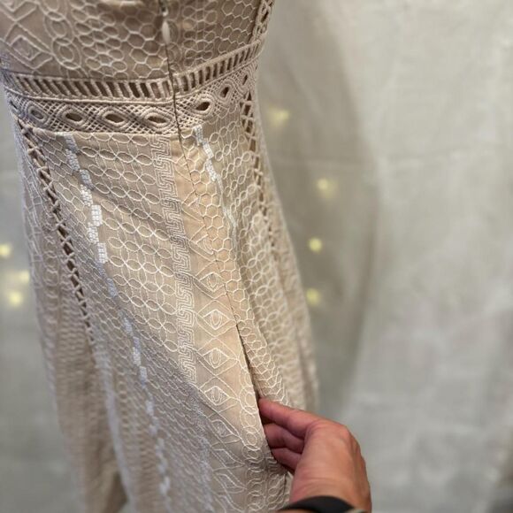 Free People Cream Lace Cut Out Dress Boho Size 2 - Picture 5 of 6